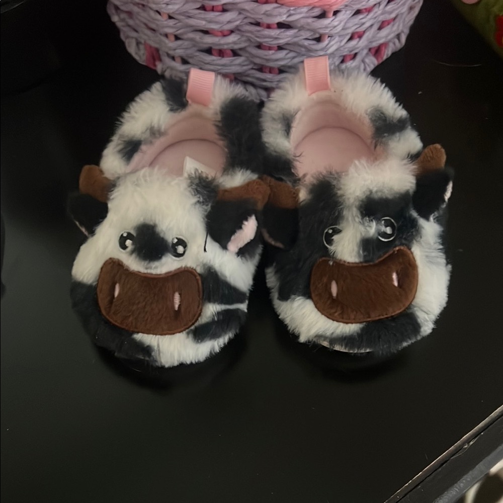 Cow Print Kids Slippers